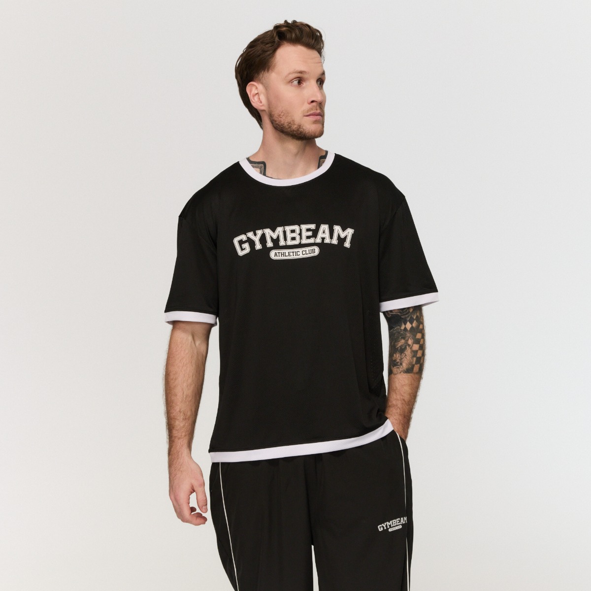 Oversized Varsity T-Shirt Black - GymBeam