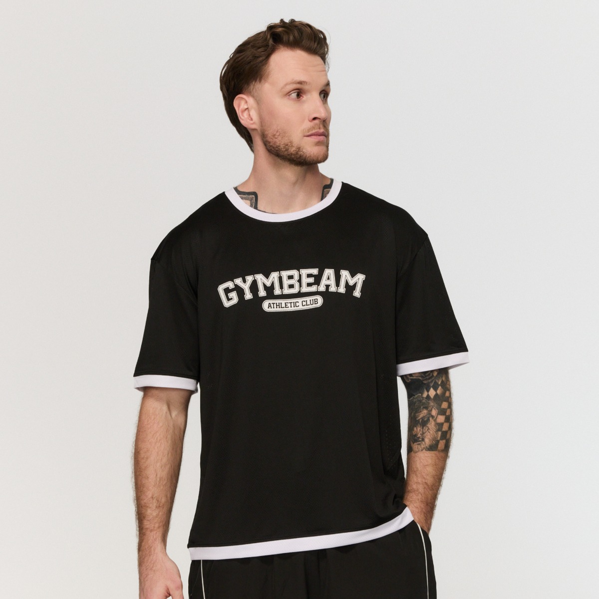Oversized Varsity T-Shirt Black - GymBeam