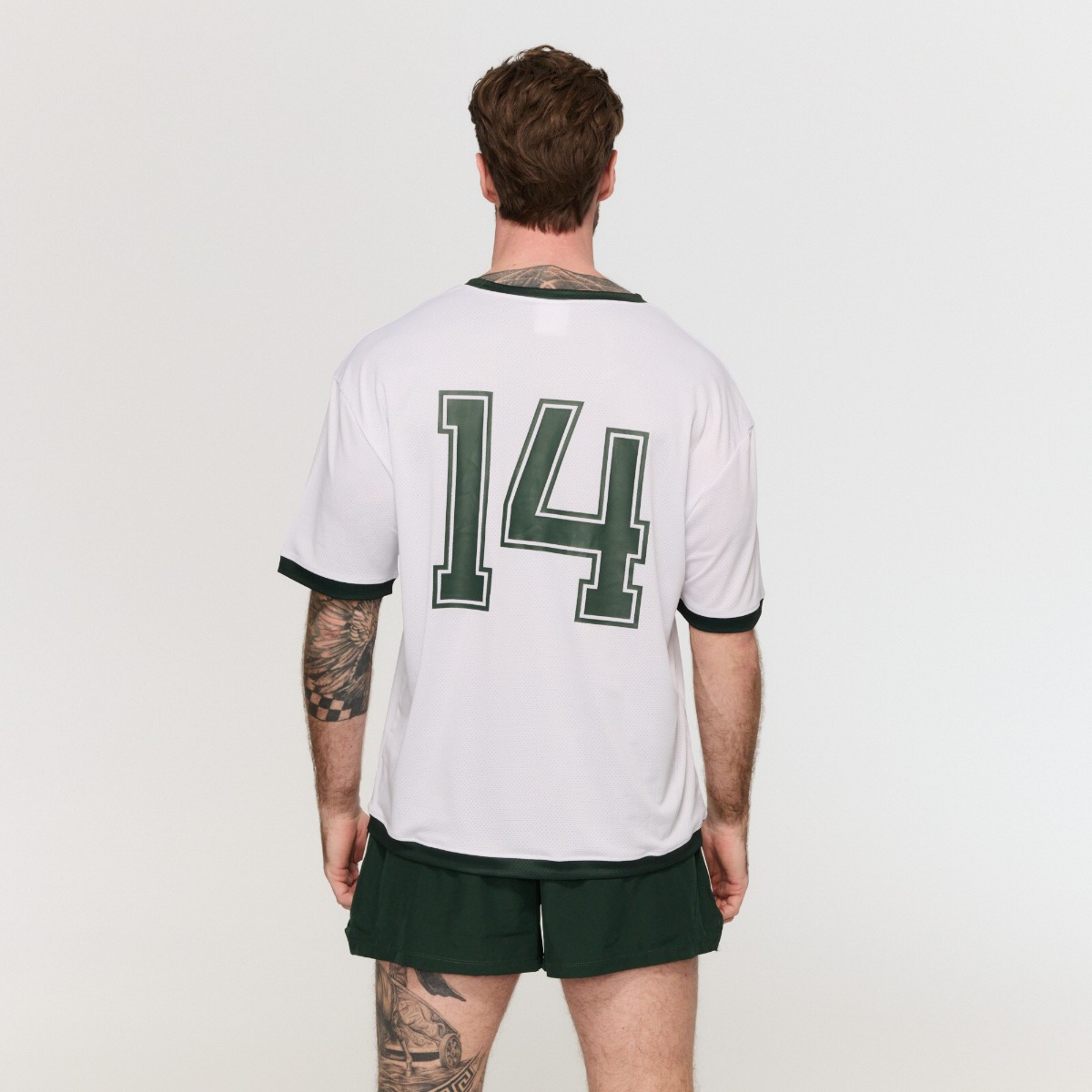 Oversized Varsity T-Shirt White - GymBeam