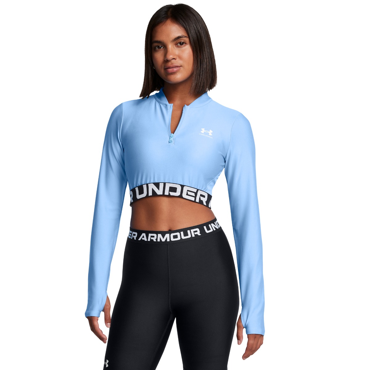 Women‘s top HeatGear Rib 1/4 Zip LS Blue - Under Armour