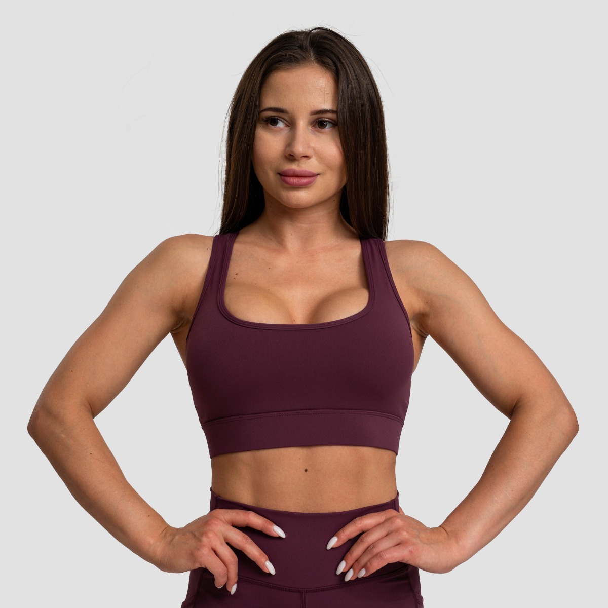 Mesh Paneel Sportbeha Aubergine - GymBeam