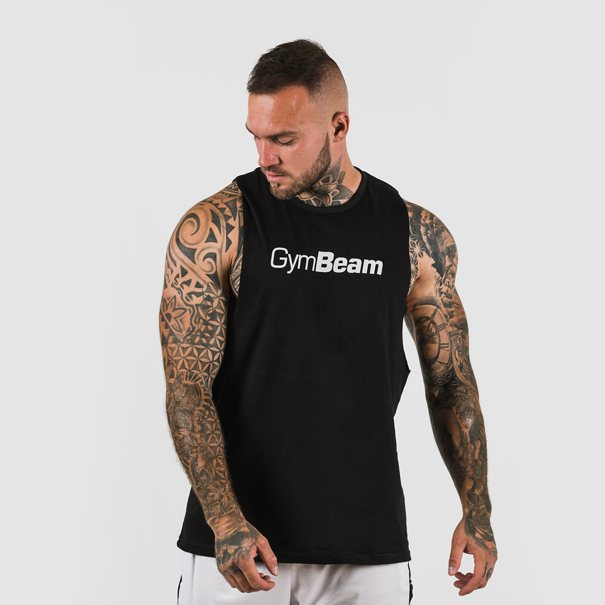 Heren afgeknipte tanktop zwart - GymBeam