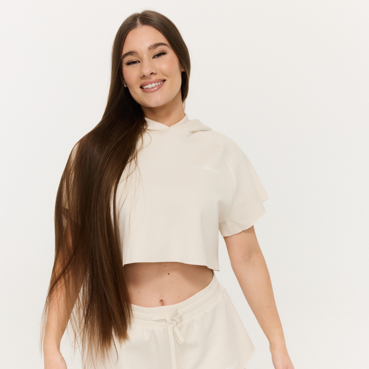 Women's Relay Cropped Hoodie Pearl - GymBeam