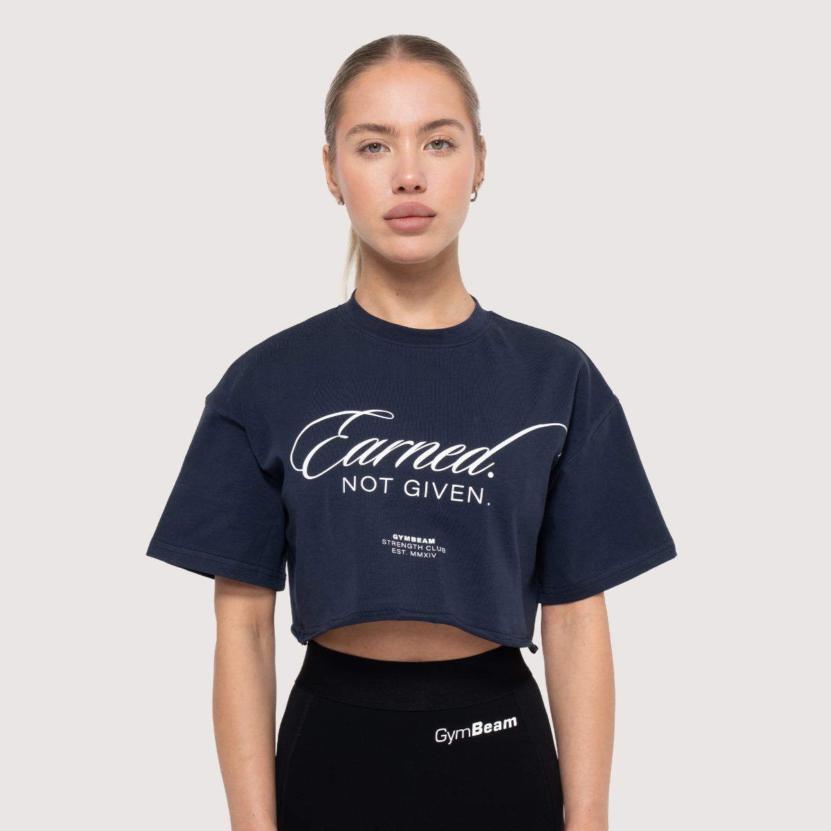 Dames Earned Cropped T-shirt Midnight - GymBeam