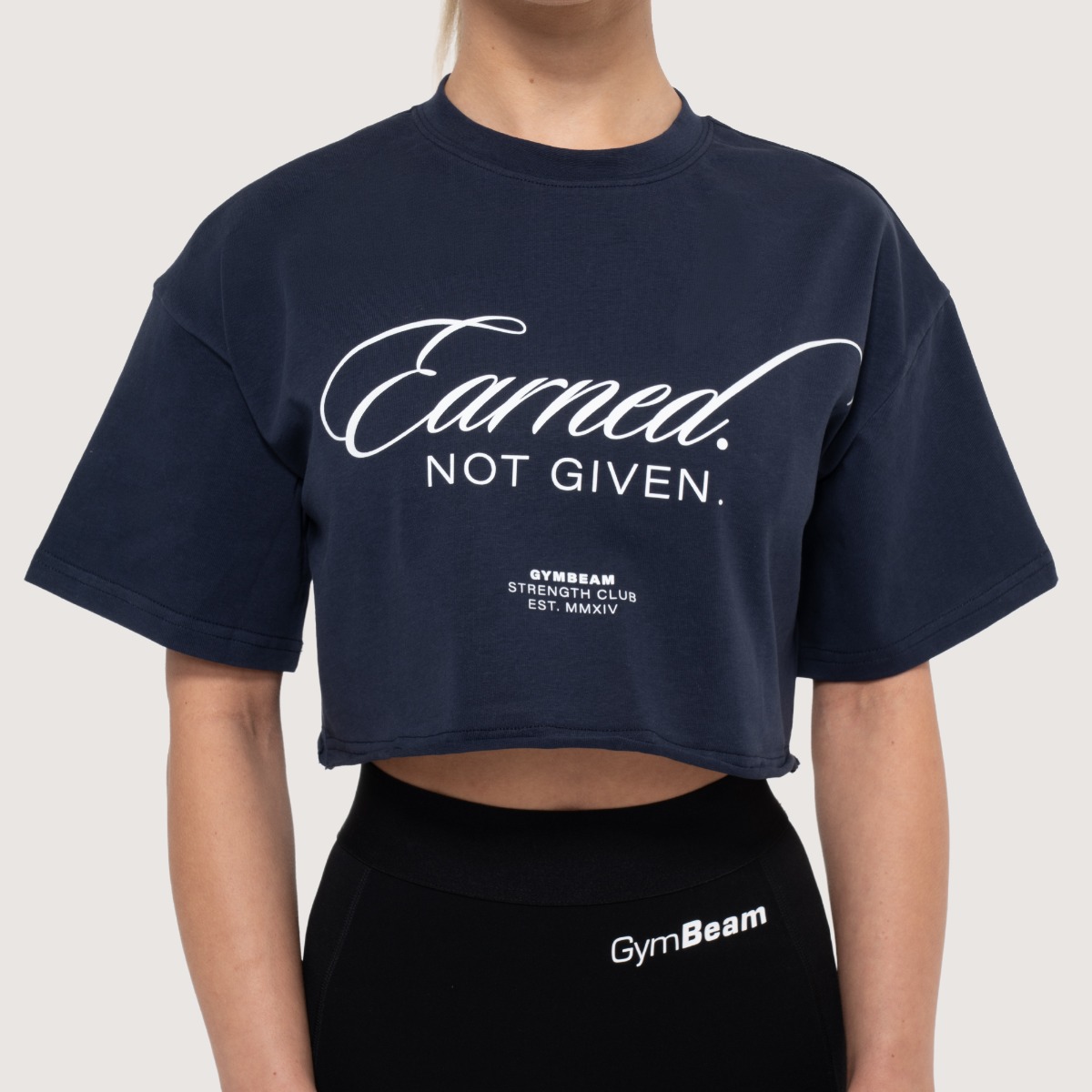 Dames Earned Cropped T-shirt Midnight - GymBeam