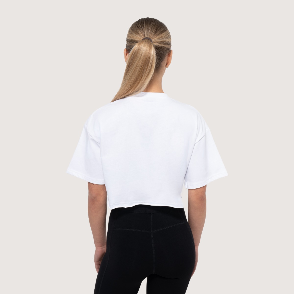 Dames-T-shirt Earned Cropped Wit - GymBeam