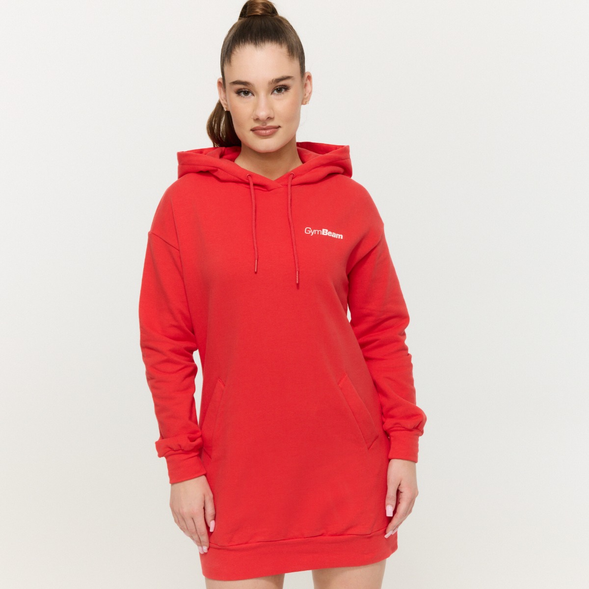 Dames Limitless Longline Hoodie Hot Red - GymBeam