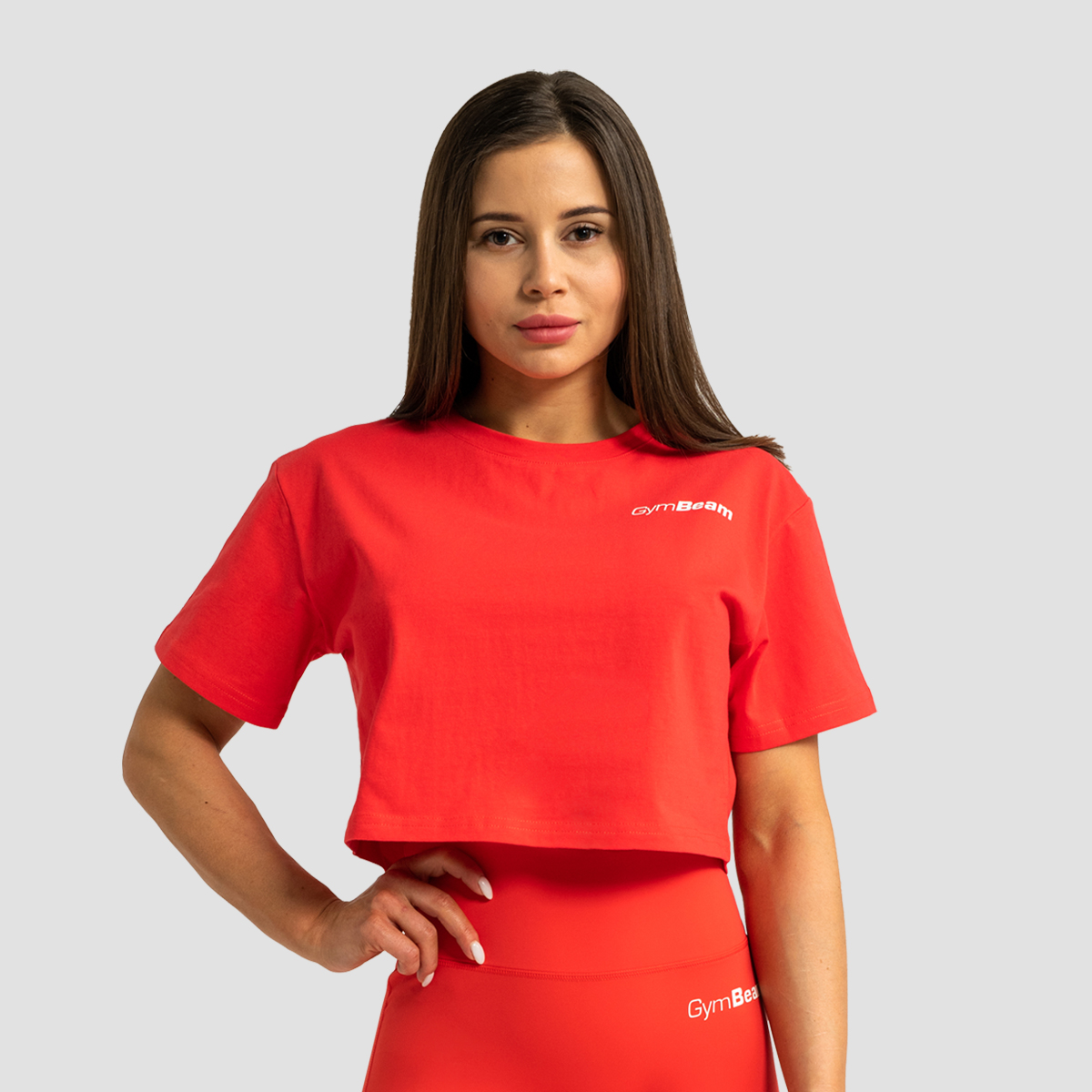 Dames Limitless Cropped T-shirt Hot Red - GymBeam
