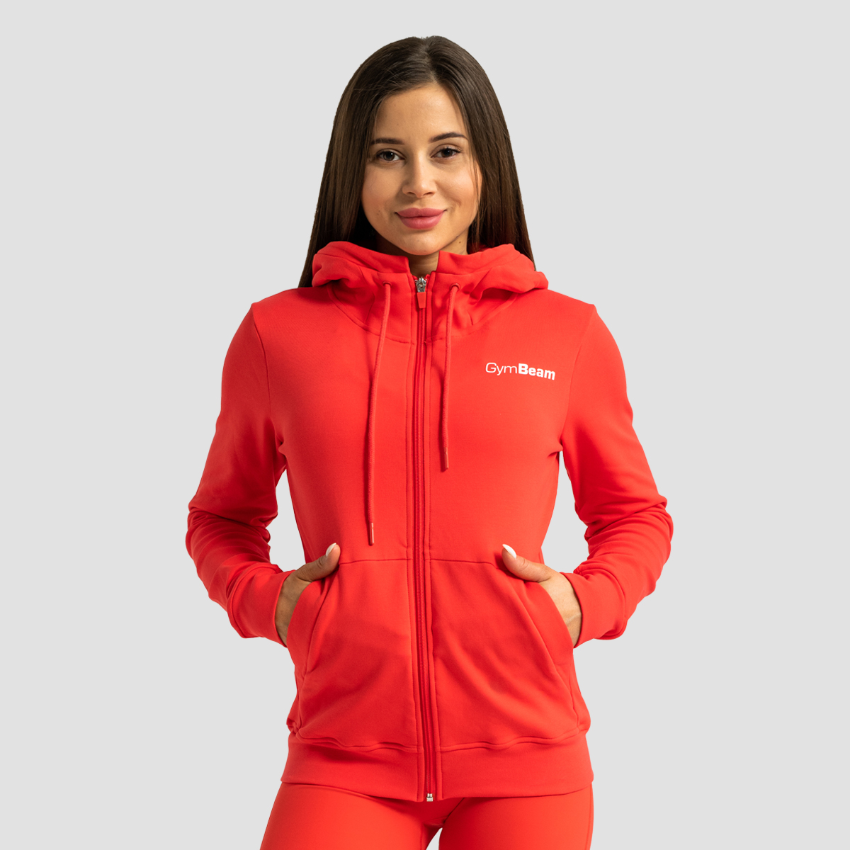 Dames Limitless Zip Up Hoodie Hot Red - GymBeam