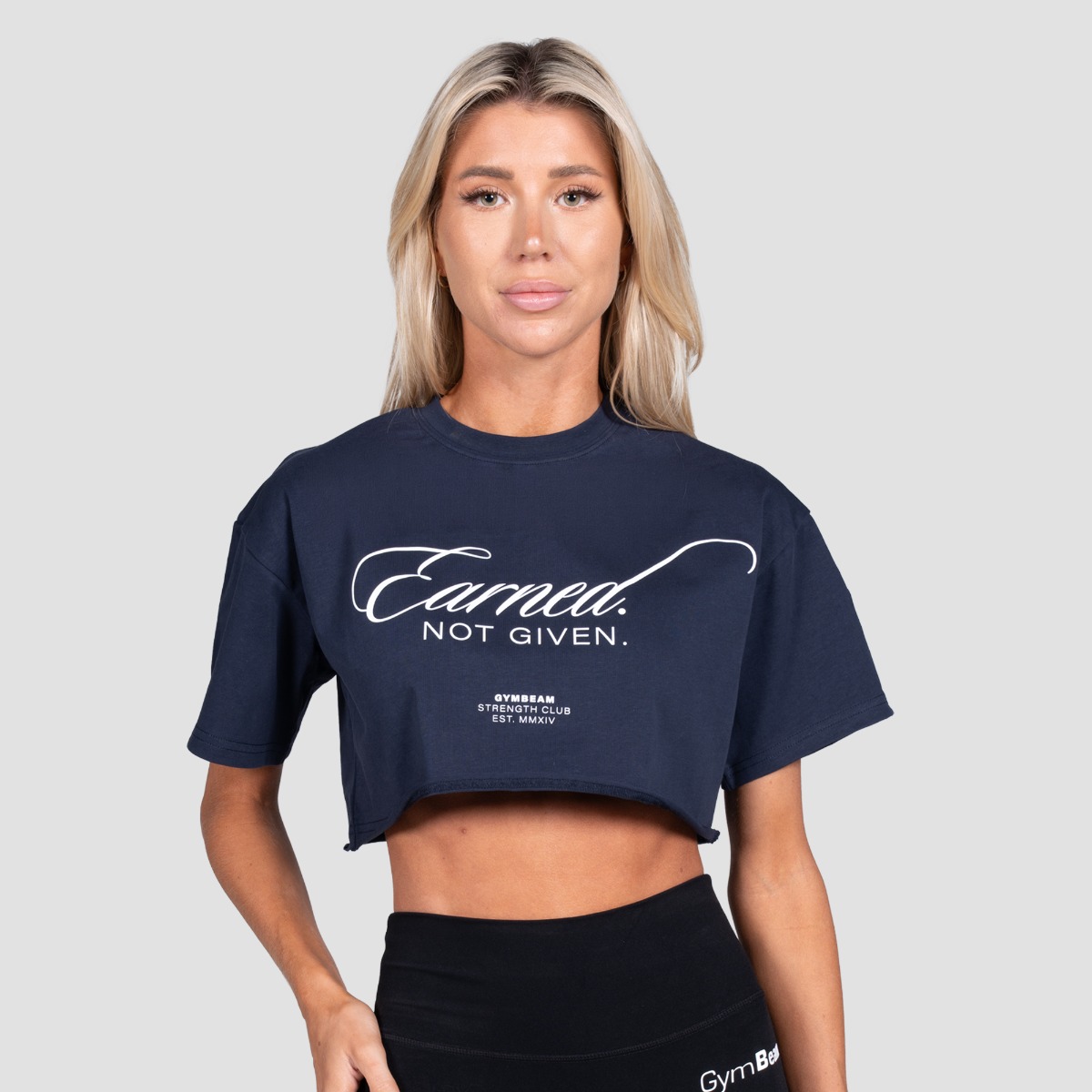 Dames Earned Cropped T-shirt Midnight - GymBeam