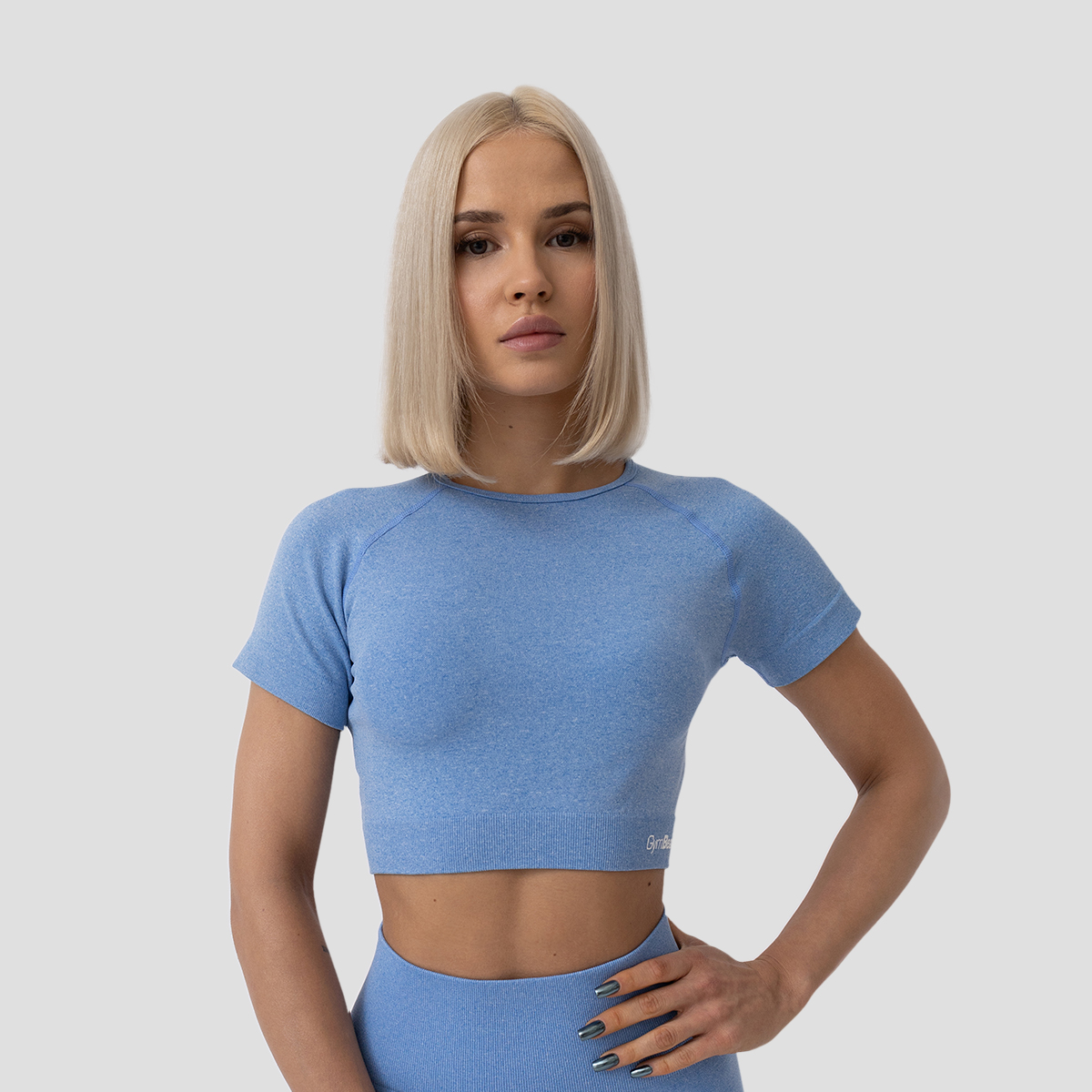 Dames FLO Crop Top Blauw - GymBeam