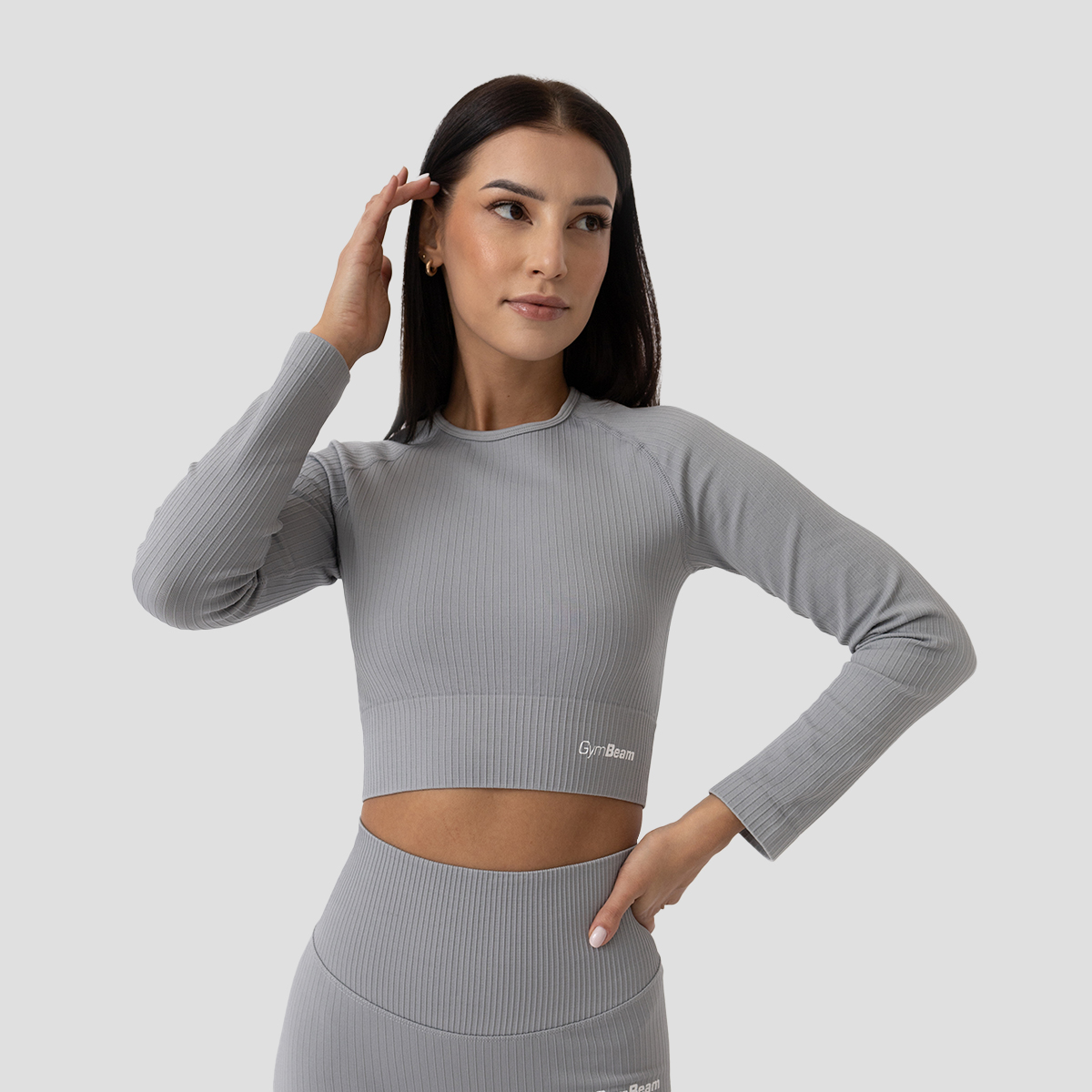 FLO Ribbed Crop Top Grijs - GymBeam
