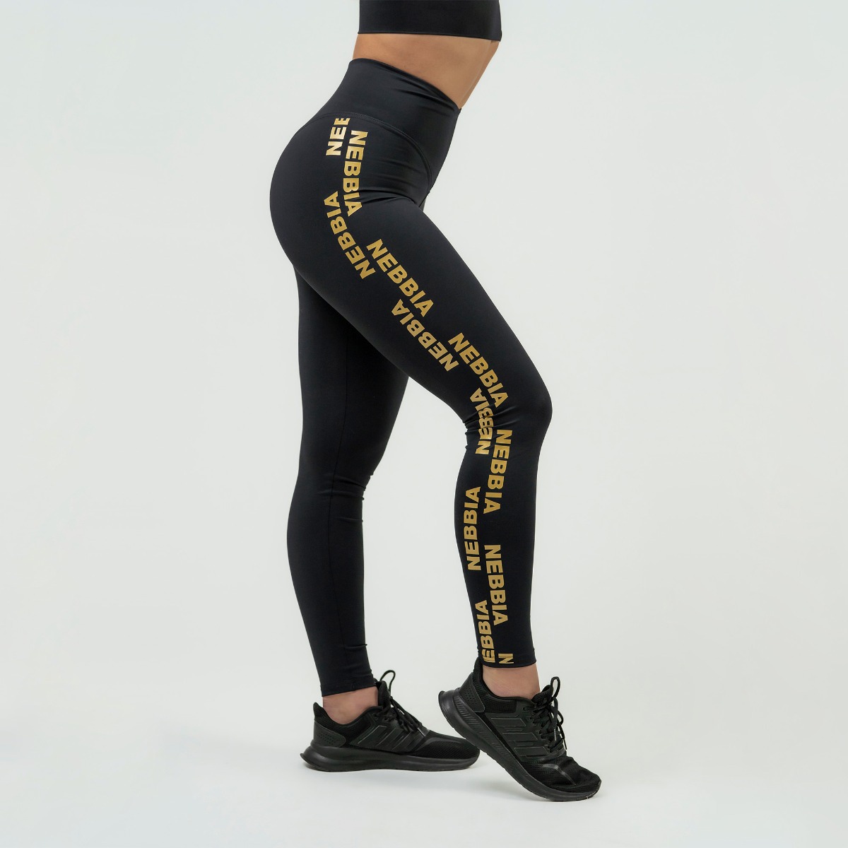 Women‘s leggings Classic High Waist Intense Iconic Black/Gold - NEBBIA