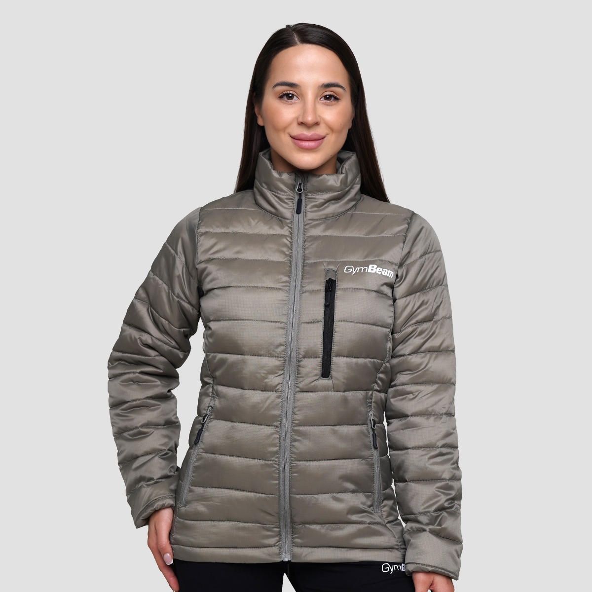 Dames Puffer Jacket Vetiver/Zwart - GymBeam