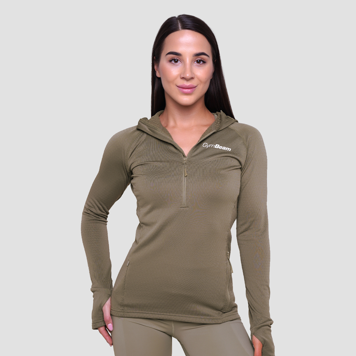Dames Pulse 1/2 Zip Hardloop Sweatshirt Vetiver - GymBeam