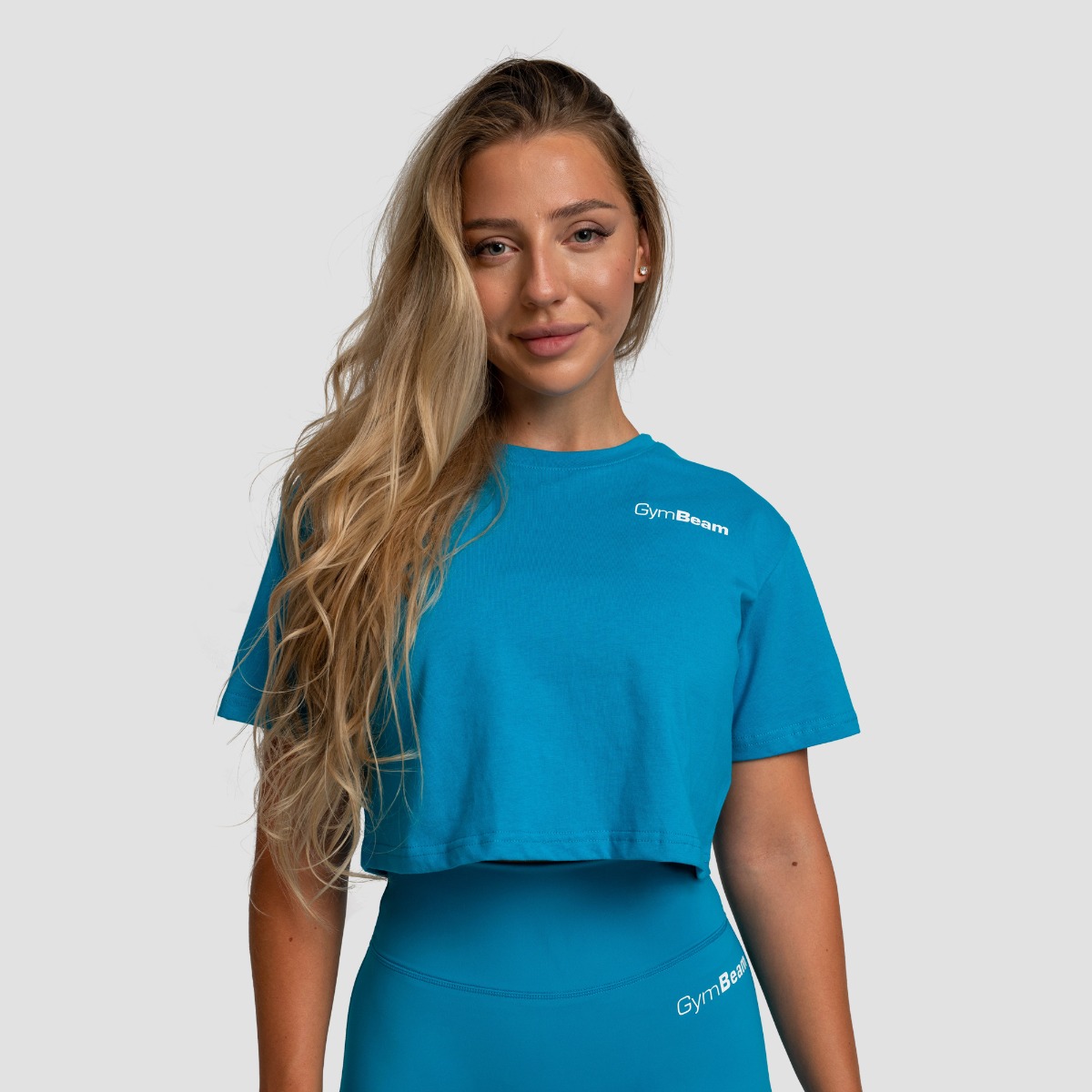 Dames Limitless Cropped T-shirt Aquamarijn - GymBeam