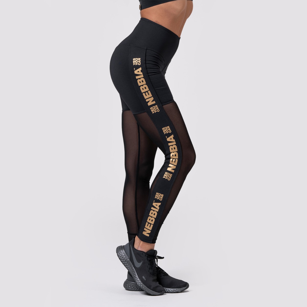 Women‘s leggings Intense Gold Mesh black - NEBBIA