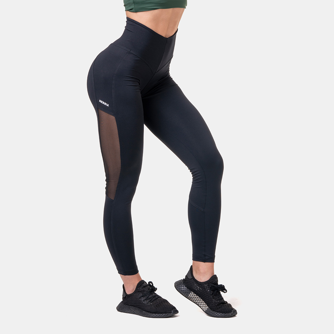 Women‘s leggings Mesh High Waist Black - NEBBIA