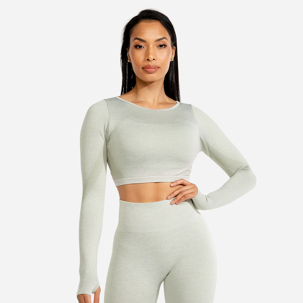 Women‘s Seamless Crop Top Marl Ice - SQUATWOLF