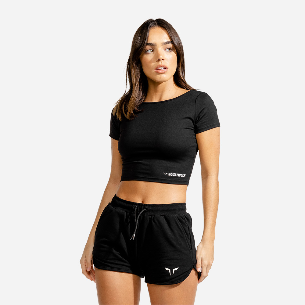 Women‘s T-shirt CropTop black - SQUATWOLF