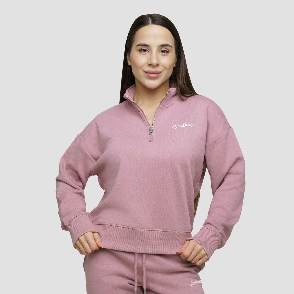 Dames Agile 1/2 Zip Trui Woodrose - GymBeam