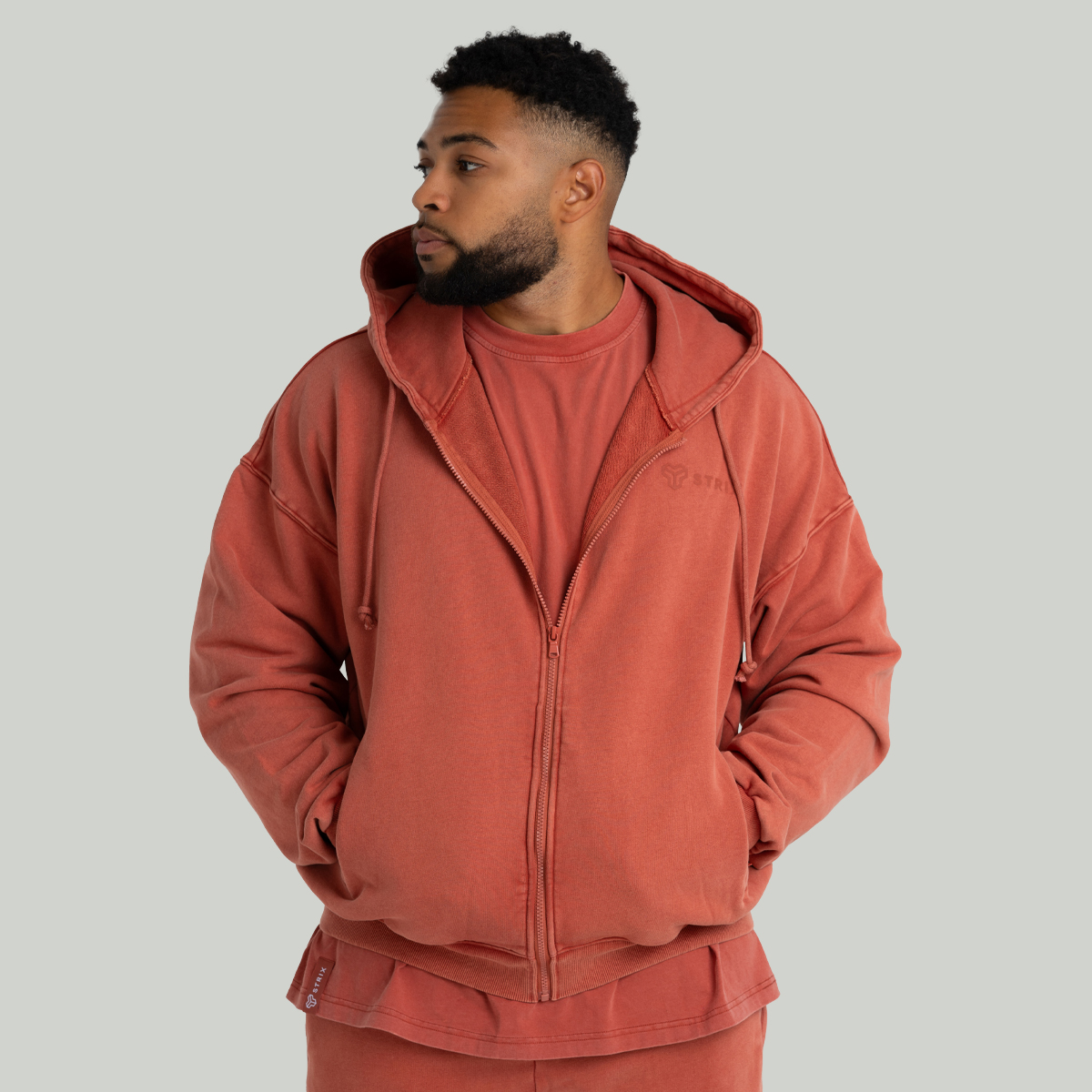 Gewassen Zip Hoodie Terra - STRIX