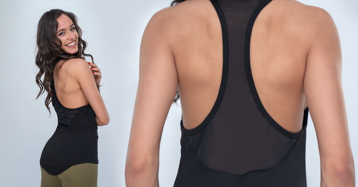 Damestanktop Mesh Zwart - GymBeam