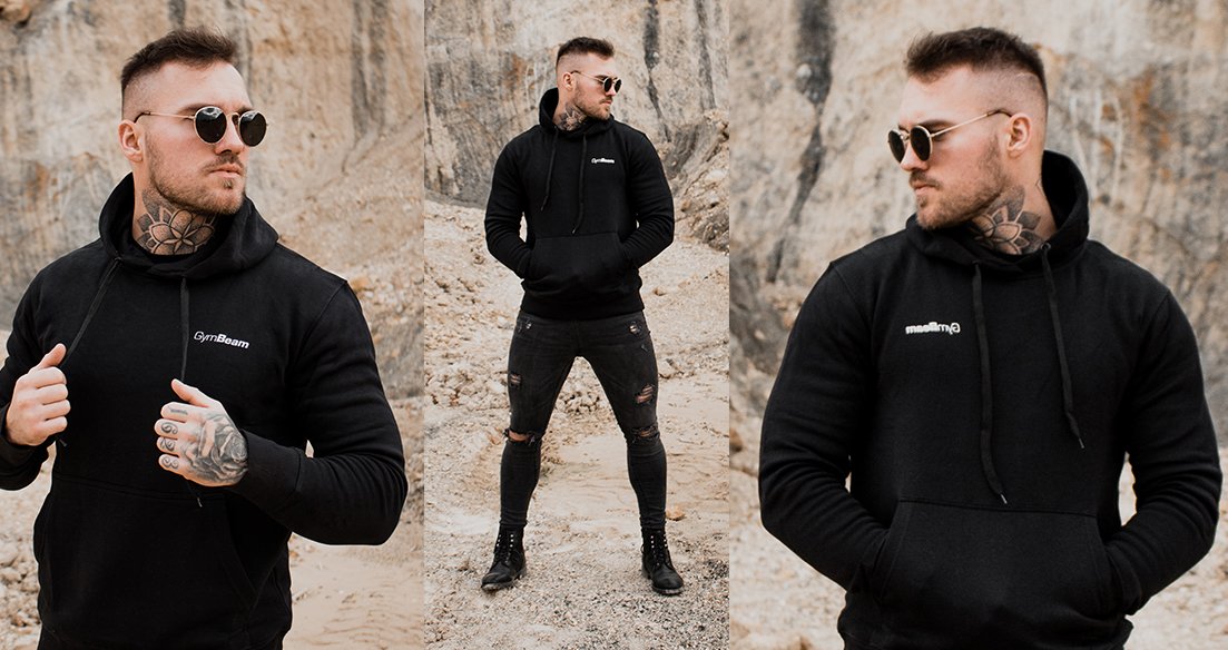 Heren sweatshirt Athlete Zwart Wit - GymBeam