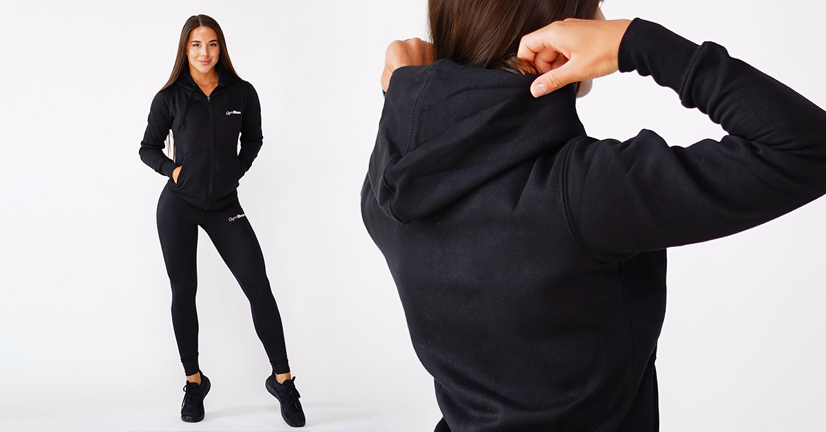 Women's Zipper Hoodie Black - GymBeam